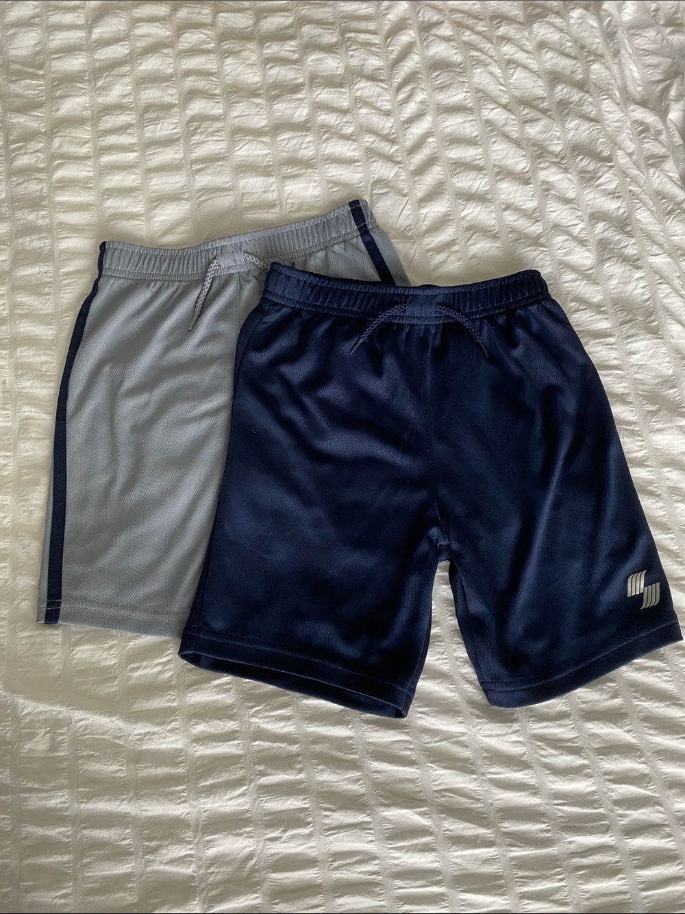 Boy’s Athletic Shorts - Navy and Light Gray size 5T